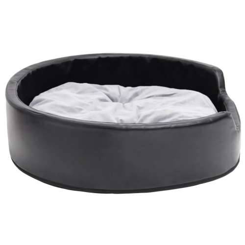 Krevet za pse crno-sivi 79 x 70 x 19 cm od pliša i umjetne kože - Siva 79 x 70 x 19 cm Cijena