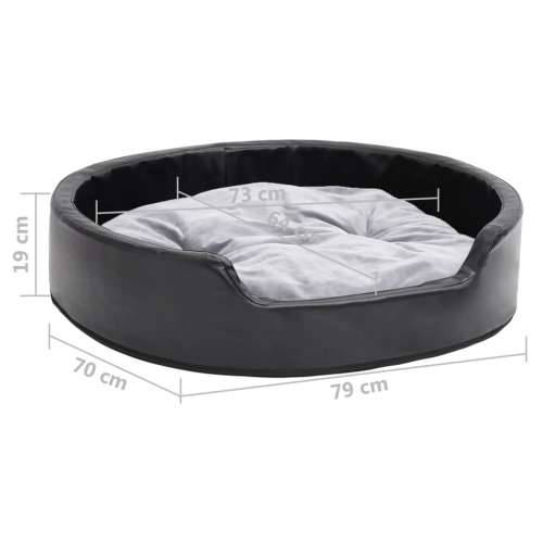 Krevet za pse crno-sivi 79 x 70 x 19 cm od pliša i umjetne kože - Siva 79 x 70 x 19 cm Cijena