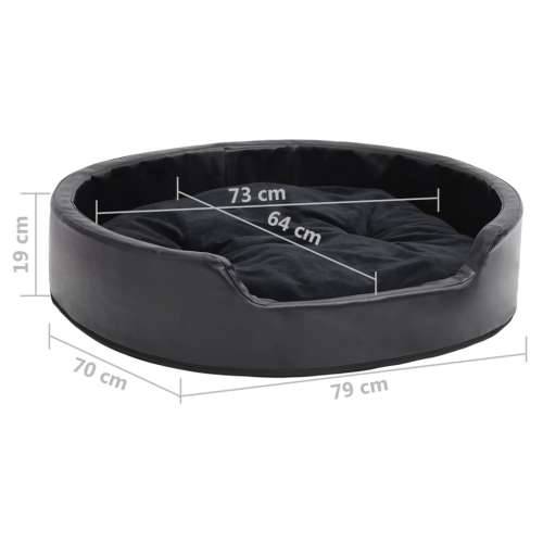 Krevet za pse crni 79 x 70 x 19 cm od pliša i umjetne kože - Crna 79 x 70 x 19 cm Cijena