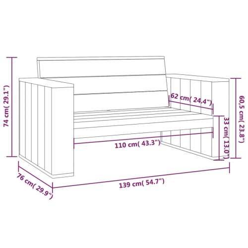 Vrtna klupa 139 cm od impregnirane borovine 139 x 76 x 74 cm 1 Cijena