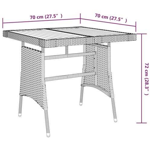 Vrtni stol crni 70x70x72 cm poliratan i masivno bagremovo drvo - Crna 70 x 70 x 72 cm 1 Cijena