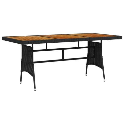 Vrtni stol crni 160x70x72 cm poliratan i masivno bagremovo drvo - Crna 160 x 70 x 72 cm 1 Cijena