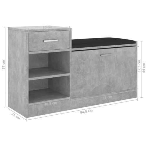 Klupa za cipele siva boja betona 94,5 x 31 x 57 cm drvena - Beton siva 1 Cijena