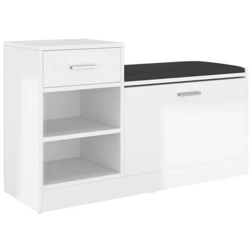 Klupa za cipele visoki sjaj bijela 94,5 x 31 x 57 cm drvena - Visoko sjajno bijela 1 Cijena