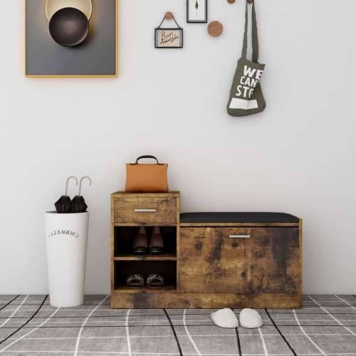Klupa za cipele boja dimljenog hrasta 94,5 x 31 x 57 cm drvena - Dimljeni hrast 1 Cijena