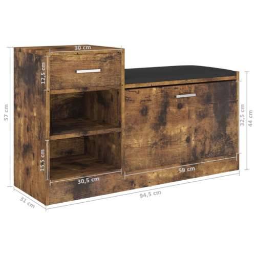 Klupa za cipele boja dimljenog hrasta 94,5 x 31 x 57 cm drvena - Dimljeni hrast 1 Cijena