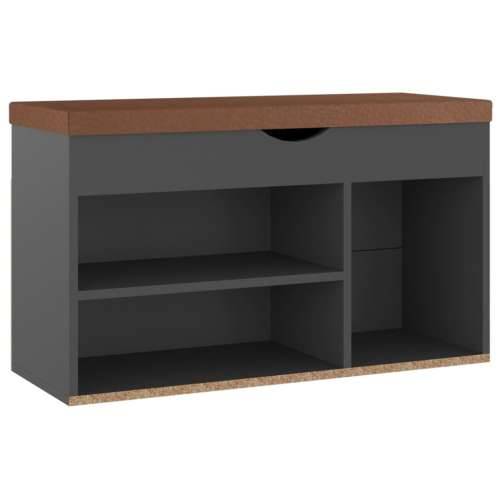 Klupa za cipele s jastukom siva 80x30x47 cm konstruirano drvo - Siva 1 Cijena