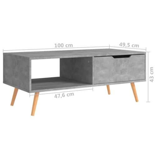 Stolić za kavu boja betona 100 x 49,5 x 43 cm konstruirano drvo - Beton siva 1 Cijena