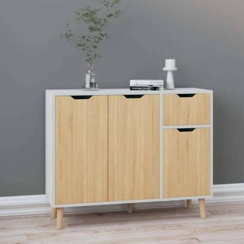 Komoda bijela i boja hrasta 90 x 30 x 72 cm konstruirano drvo - Bijela i boja hrasta sonome 1 Cijena