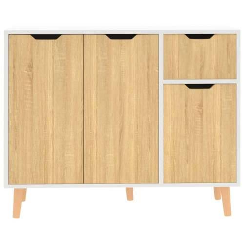 Komoda bijela i boja hrasta 90 x 30 x 72 cm konstruirano drvo - Bijela i boja hrasta sonome 1 Cijena