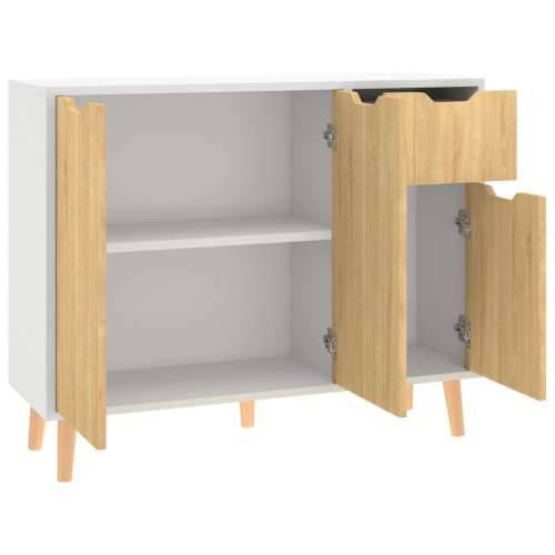 Komoda bijela i boja hrasta 90 x 30 x 72 cm konstruirano drvo - Bijela i boja hrasta sonome 1 Cijena