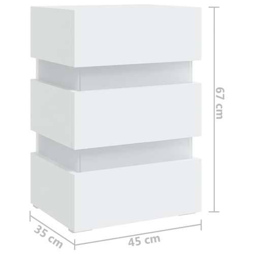 LED noćni ormarić bijeli 45 x 35 x 67 od konstruiranog drva - Bijela 1 Cijena