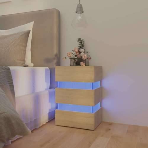 LED noćni ormarić boja hrasta 45 x 35 x 67 konstruirano drvo - sonoma hrast 1 Cijena