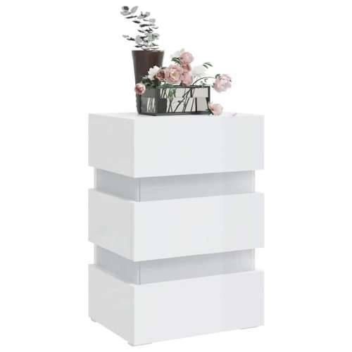 LED noćni ormarić sjajni bijeli 45x35x67 cm konstruirano drvo - Visoko sjajno bijela 1 Cijena