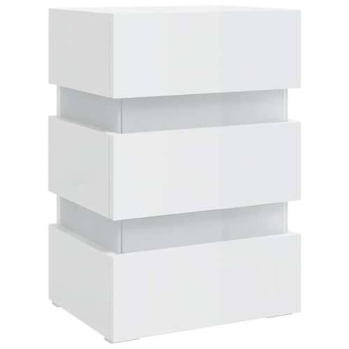LED noćni ormarić sjajni bijeli 45x35x67 cm konstruirano drvo - Visoko sjajno bijela 1 Cijena