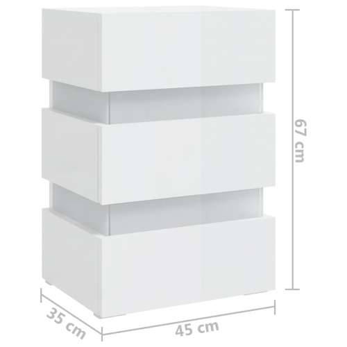 LED noćni ormarić sjajni bijeli 45x35x67 cm konstruirano drvo - Visoko sjajno bijela 1 Cijena