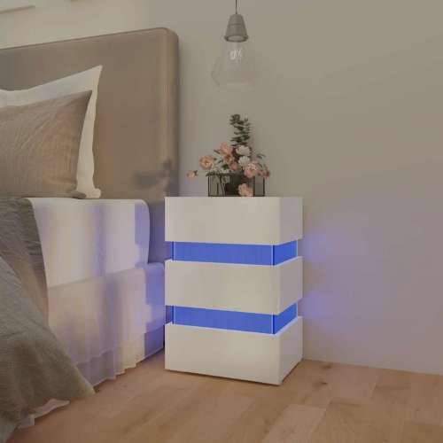 LED noćni ormarić sjajni bijeli 45x35x67 cm konstruirano drvo - Visoko sjajno bijela 1 Cijena