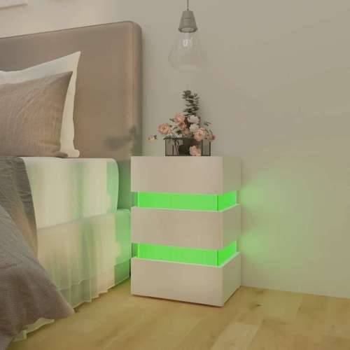 LED noćni ormarić sjajni bijeli 45x35x67 cm konstruirano drvo - Visoko sjajno bijela 1 Cijena