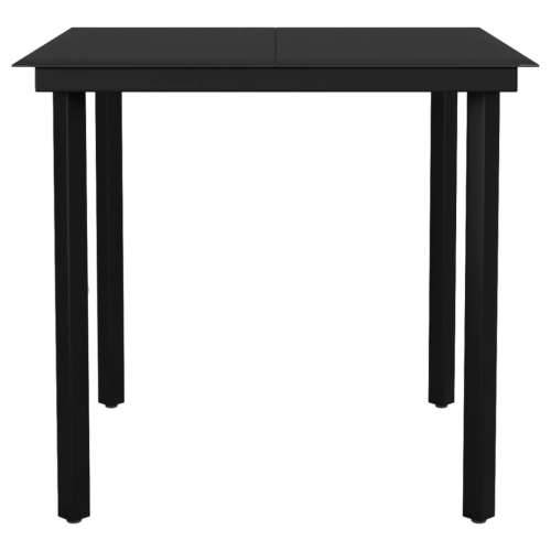Vrtni stol - Blagovaonski stol crni 80 x 80 x 74 cm od čelika i stakla - 80 x 80 x 74 cm 1 Cijena