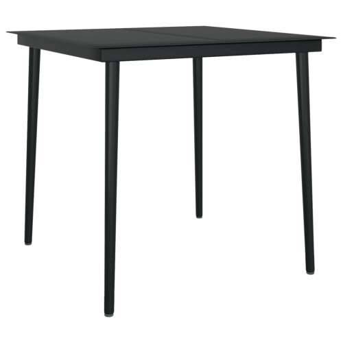 Vrtni blagovaonski stol crni 80 x 80 x 74 cm od čelika i stakla Cijena
