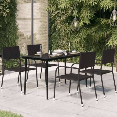 Vrtni blagovaonski stol crni 140x70x74 cm od čelika i stakla