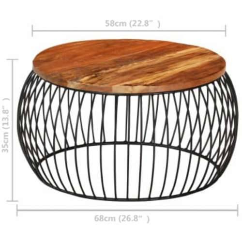 Stolić za kavu Ø 68 cm od masivnog obnovljenog drva  - 68 x 35 cm 1 masivno obnovljeno drvo Cijena