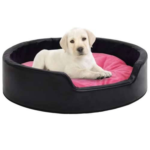 Krevet za pse crno-ružičasti 99x89x21 cm pliš i umjetna koža Cijena