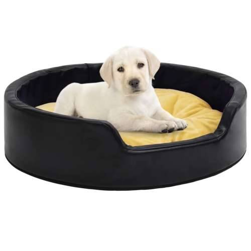 Krevet za pse crno-žuti 99 x 89 x 21 cm od pliša i umjetne kože Cijena