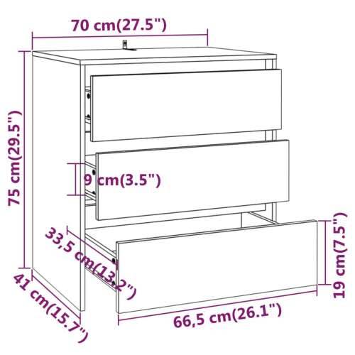 Komoda crna 70 x 41 x 75 cm od konstruiranog drva - Crna 1 Cijena