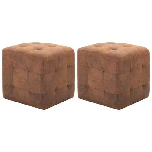 Noćni ormarići 2 kom smeđi 30 x 30 x 30 cm umjetna brušena koža - Smeđa 2 Cijena