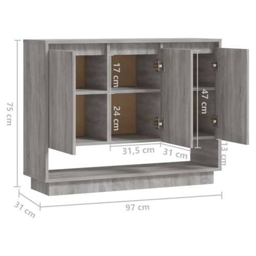 Komoda siva boja hrasta 97 x 31 x 75 cm od konstruiranog drva - Sivi hrast sonoma 1 Cijena