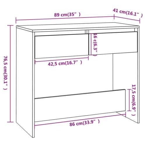 Konzolni stol boja hrasta 89 x 41 x 76,5 cm konstruirano drvo - Dimljeni hrast 1 Cijena