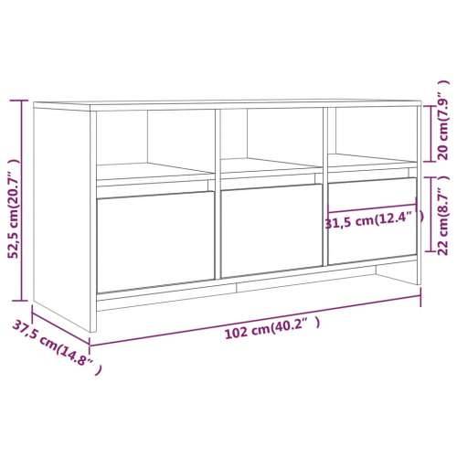 TV ormarić boja hrasta 102 x 37,5 x 52,5 cm konstruirano drvo - Dimljeni hrast 1 Cijena