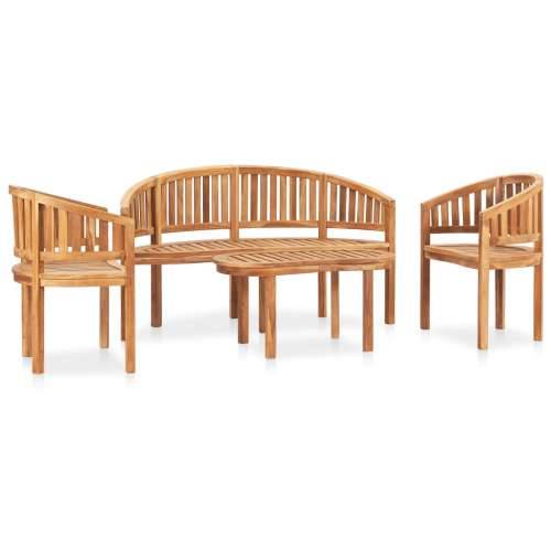 4-dijelna vrtna garnitura u obliku banane od masivne tikovine - 151 x 62 x 86 cm 2x fotelja + klupa + stol 1 Cijena
