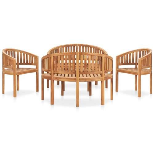 5-dijelna vrtna garnitura u obliku banane od masivne tikovine - 120 x 52 x 86 cm 2x fotelja + 2x klupa + stol 1 Cijena