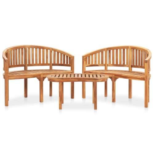 3-dijelna vrtna garnitura u obliku banane od masivne tikovine - 120 x 52 x 86 cm 2x klupa + stol 1 Cijena