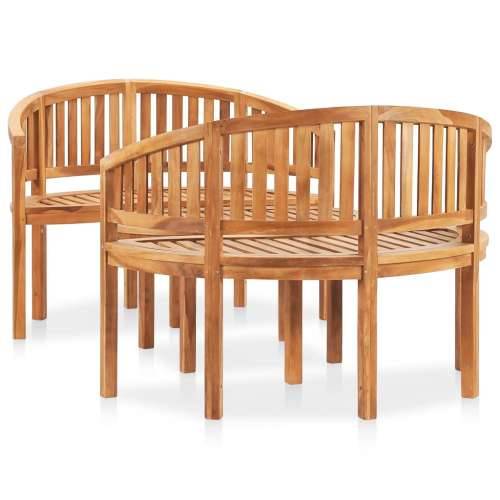 3-dijelna vrtna garnitura u obliku banane od masivne tikovine - 120 x 52 x 86 cm 2x klupa + stol 1 Cijena