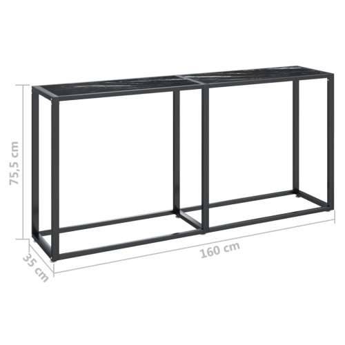 Konzolni stol boja crnog mramora 160x35x75,5 cm kaljeno staklo - Crna mramorna 1 160 cm Cijena