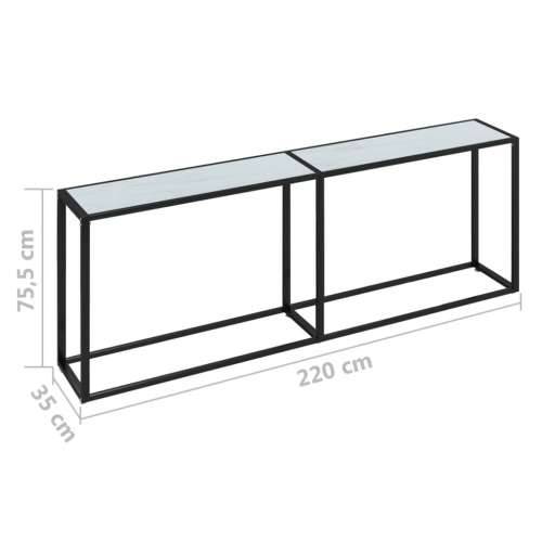 Konzolni stol boja bijeli mramor 220x35x75,5 cm kaljeno staklo - Bijela mramorna 1 220 cm Cijena
