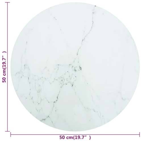 Stolna ploča bijela Ø 50 x 0,8 cm staklena s mramornim uzorkom - Bijela Ø 50 cm 1 Cijena