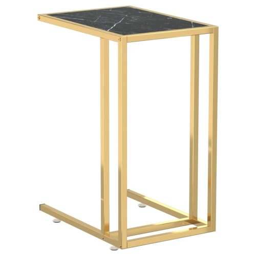 Bočni stolić za računalo crni mramor 50x35x65 cm kaljeno staklo - Zlatna i crni mramor 1 Cijena