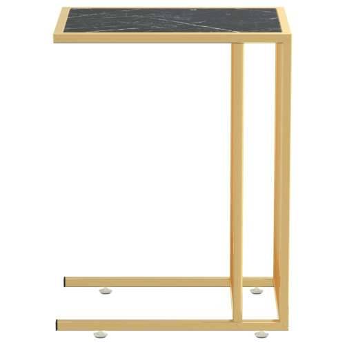 Bočni stolić za računalo crni mramor 50x35x65 cm kaljeno staklo - Zlatna i crni mramor 1 Cijena