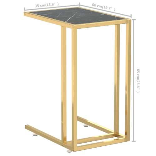 Bočni stolić za računalo crni mramor 50x35x65 cm kaljeno staklo - Zlatna i crni mramor 1 Cijena