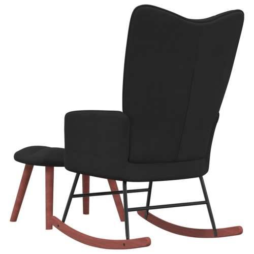Stolica za ljuljanje s osloncem za noge crna baršunasta Cijena