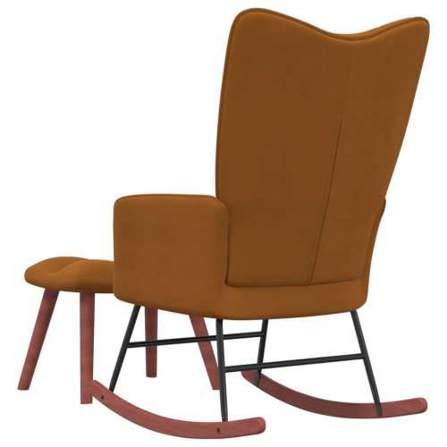 Stolica za ljuljanje s osloncem za noge smeđa baršunasta Cijena