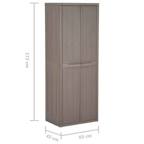 Vrtni ormarić za pohranu smeđi 65x45x172 cm PP s izgledom drva - Smeđa 1 4 police Cijena