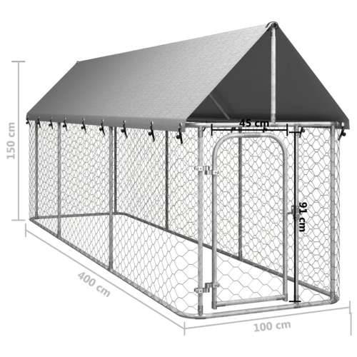 Vanjski kavez za pse s krovom 400 x 100 x 150 cm Cijena