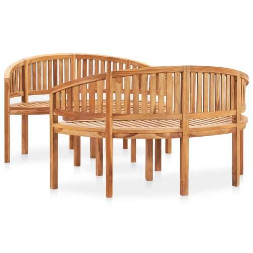 3-dijelna vrtna garnitura u obliku banane od masivne tikovine - 151 x 62 x 86 cm 2x klupa + stol 1 Cijena