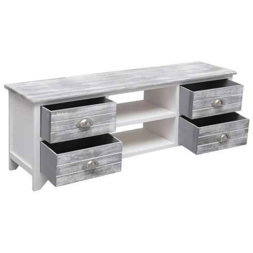 TV ormarić bijelo-sivi 108 x 30 x 40 cm masivno drvo paulovnije - Bijela i siva 1 Cijena