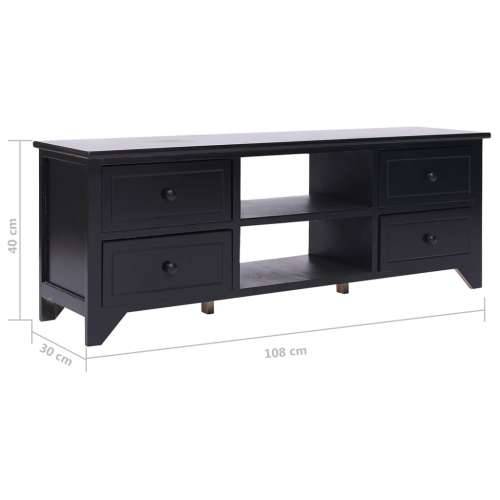 TV ormarić crni 108 x 30 x 40 cm od masivnog drva paulovnije - Crna 1 Cijena